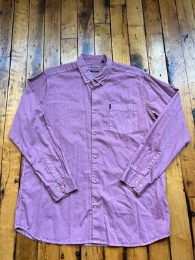 Barbour Men’s XL Tailored Fit Button Down Shirt Salmon Cotton Casual Classic